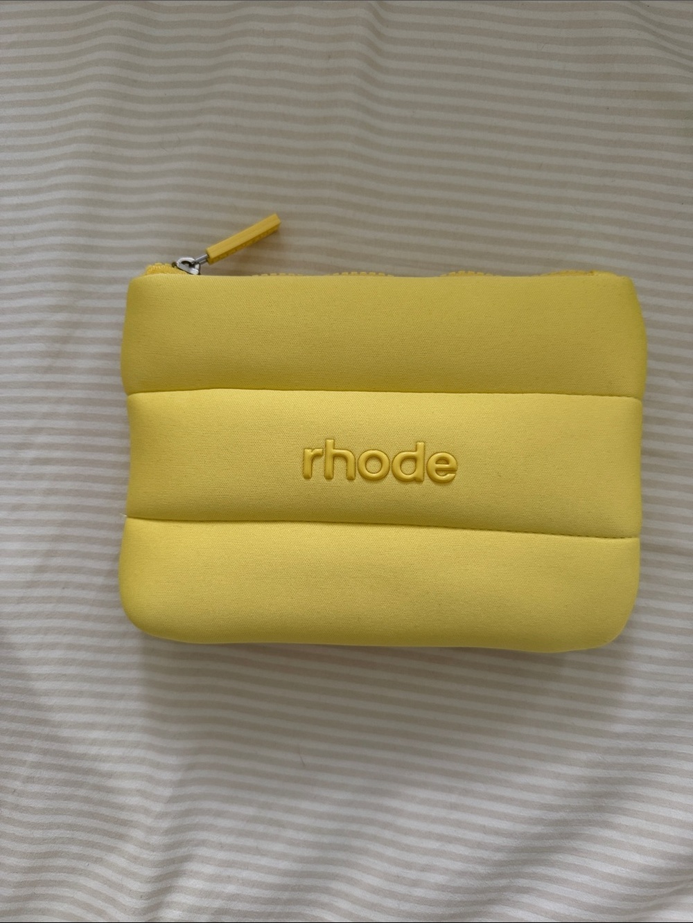 RHODE Bright Yellow Quilted Cosmetic Pouch